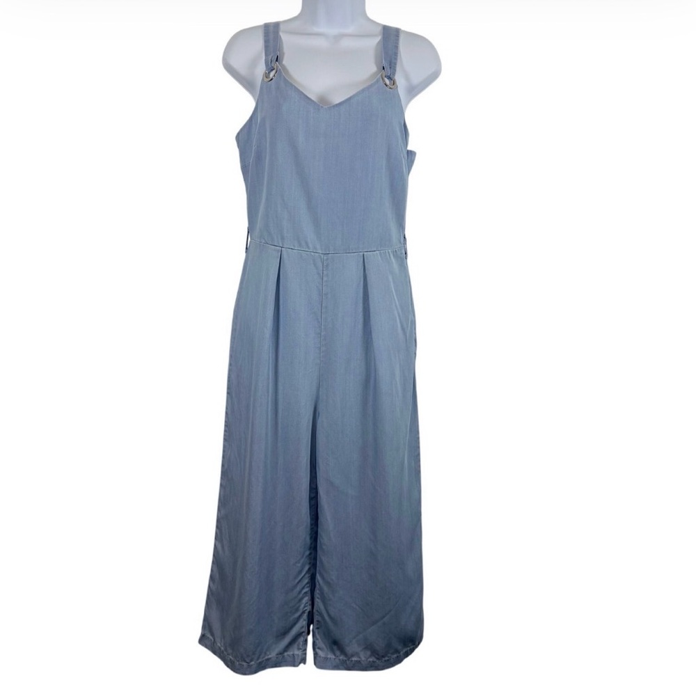 Velvet Heart Chambray Wide Leg Jumpsuit O-Ring Straps XS Minimalist Resortwear
